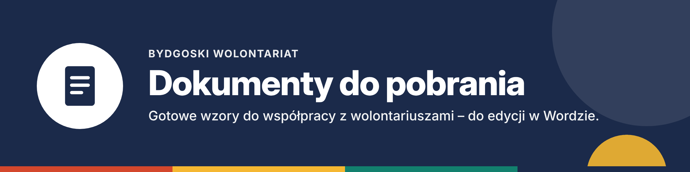 Bydgoski Wolontariat – dokumenty do pobrania. Gotowe wzory do współpracy z wolontariuszami, do edycji w Wordzie.