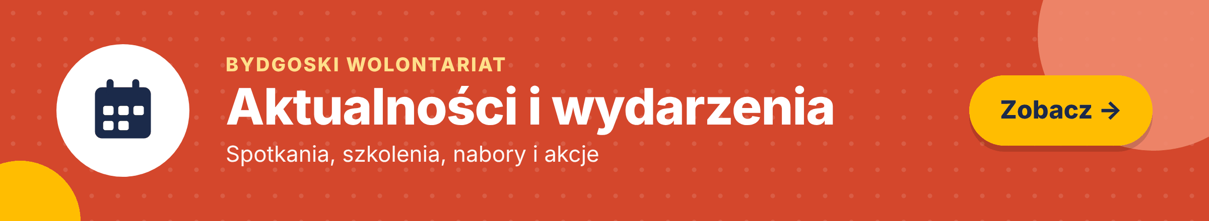 Aktualności i wydarzenia Bydgoskiego Wolontariatu – spotkania, szkolenia, nabory i akcje. Zobacz.